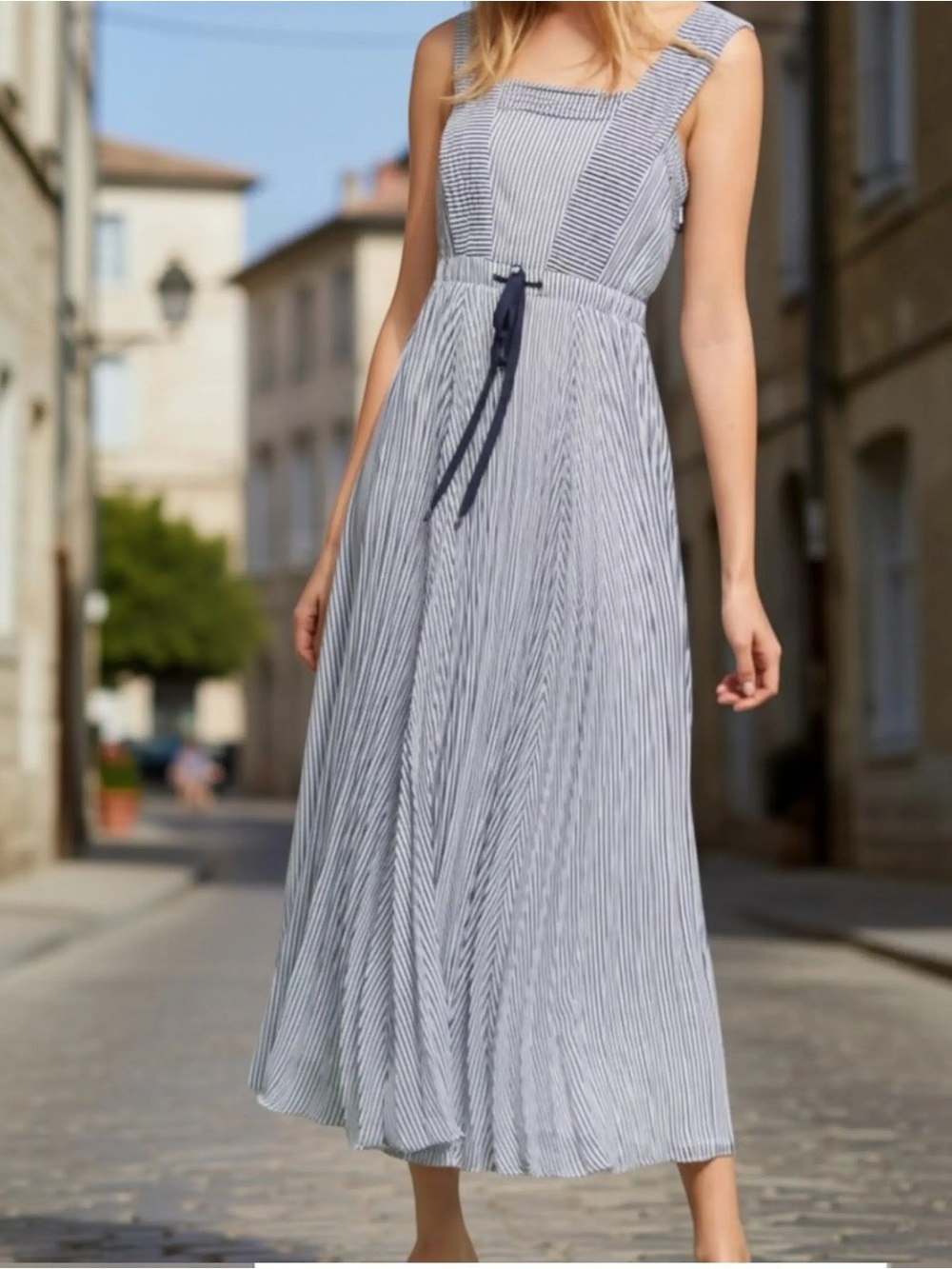 MAEVE Darcy Motiff striped blue and white dress size US 10